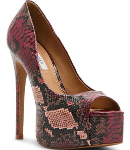 �X�e�B�[�u �}�f�� ���f�B�[�X �V���[�Y �q�[�� �v���b�g�t�H�[�� �v�����g Steve Madden Stelan Snake Print Peep Toe Platform Stiletto Pumps Purple Snake �p�[�v��