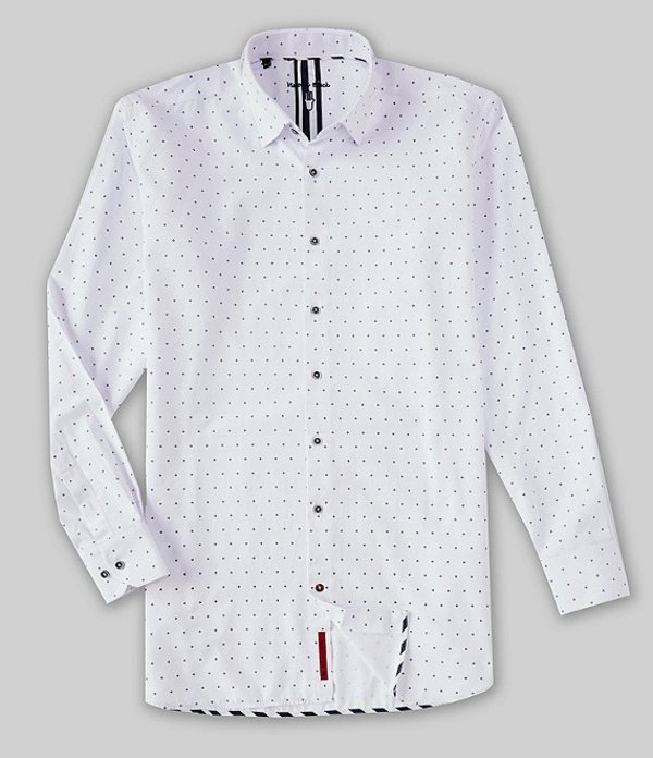 メンズ ビスコッティ シャツ White Shirt Woven Long-Sleeve Oxford Print Mini Tall & Big トップス カジュアルシャツ