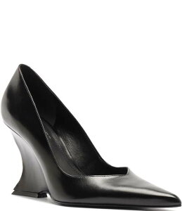 �V���b�c ���f�B�[�X �V���[�Y �q�[�� ���U�[ Schutz Siena Leather Pointed Toe Sculpted Wedge Dress Pumps Black �u���b�N