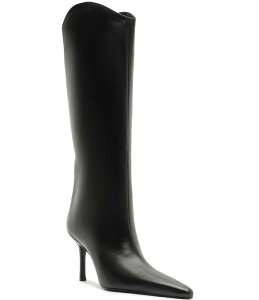 �V���b�c ���f�B�[�X �V���[�Y �u�[�c�E���C���u�[�c �g�[�� ���U�[ Schutz Mary Ellen Leather Pointed Toe Stiletto Tall Boots Black �u���b�N