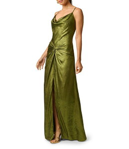 �A�h���A�i �p�y�� ���f�B�[�X �g�b�v�X �����s�[�X �V�t�H�� �m�[�X���[�u Adrianna Evening by Adrianna Papell Foiled Chiffon Cowl Neck Sleeveless Long Sheath Dress Dark Olive �I���[�u