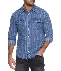 �t���b�O �A���h �A���Z�� �����Y �g�b�v�X �V���c �v�����g Flag and Anthem Desert Son Lineville Printed Textu red Western Shirt Medium Wash