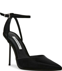 �X�e�B�[�u �}�f�� ���f�B�[�X �V���[�Y �q�[�� �T�e�� Steve Madden Morrie Techno Satin Pointed Toe Stiletto Pumps Black �u���b�N
