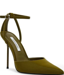 �X�e�B�[�u �}�f�� ���f�B�[�X �V���[�Y �q�[�� �T�e�� Steve Madden Morrie Techno Satin Pointed Toe Stiletto Pumps Olive �I���[�u
