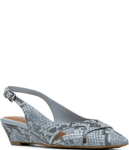 �h�i���h�v���l�[�� ���f�B�[�X �V���[�Y �q�[�� �v�����g ���U�[ Donald Pliner Barbee Python Print Leather Pointed Toe Slingback Wedge Pumps Cloud Grey �O���[