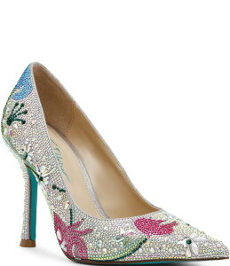 �x�b�c�B�W�����\�� ���f�B�[�X �V���[�Y �p���v�X �t�����[�� �v�����g �t�����[ Blue by Betsey Johnson Brice Rhinestone Floral Print Pump silver/Multi �V���o�[