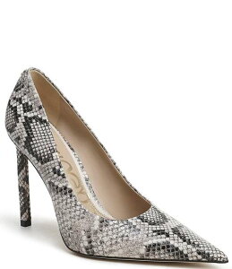 �T���G�f���}�� ���f�B�[�X �V���[�Y �q�[�� �v�����g ���U�[ Sam Edelman Talula Python Print Leather Pointed Toe Stiletto Pumps Roccia