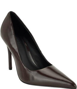 �Q�X ���f�B�[�X �V���[�Y �q�[�� ���U�[ Guess Naprini Leather Pointed Toe Stiletto Pumps Dark Red ���b�h