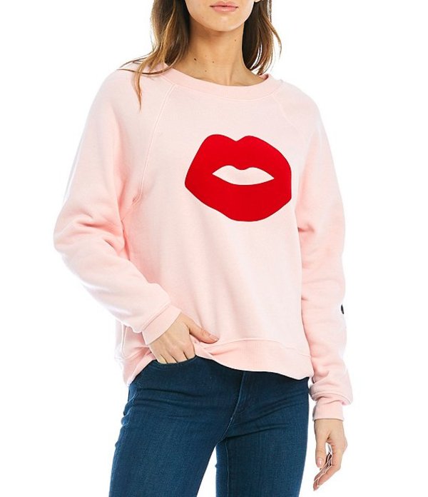 Neck Crew トップス Tシャツ レディース ワイルドフォックス Sommers Pink Silver Sweatshirt Knit Kiss Tシャツ・カットソー