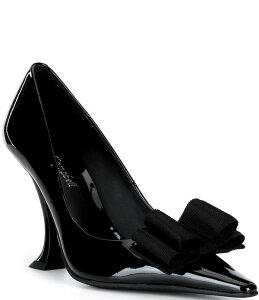 �W�F�t���[ �L�����x�� ���f�B�[�X �V���[�Y �q�[�� ���U�[ Jeffrey Campbell Pardon Patent Leather Grosgrain Bow Curved Stiletto Pumps Black Combo �u���b�N