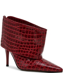 �X�e�B�[�u �}�f�� ���f�B�[�X �V���[�Y �u�[�c�E���C���u�[�c �A���N�� Steve Maddenella Croco Embossed Cuffed Pointed Toe Stiletto Ankle Booties Burgundy Crocodile �o�[�K���f�B