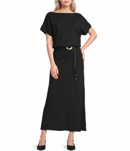 �M�u�\���A���h���e�B�}�[ ���f�B�[�X �g�b�v�X �����s�[�X �L���b�v �j�b�g Gibson & Latimer Knit Fit and Flare Off-The-Shoulder Cap Sleeve Dress Black �u���b�N