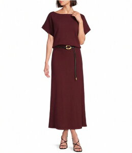 �M�u�\���A���h���e�B�}�[ ���f�B�[�X �g�b�v�X �����s�[�X �L���b�v �j�b�g Gibson & Latimer Knit Fit and Flare Off-The-Shoulder Cap Sleeve Dress Wine ���C��