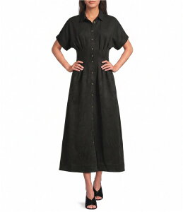 �M�u�\���A���h���e�B�}�[ ���f�B�[�X �g�b�v�X �����s�[�X�G�[�h Gibson & Latimer Suede Collar Neck Short Sleeve Dress Black �u���b�N