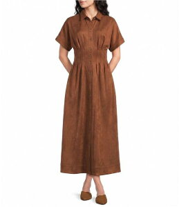 �M�u�\���A���h���e�B�}�[ ���f�B�[�X �g�b�v�X �����s�[�X�G�[�h Gibson & Latimer Suede Collar Neck Short Sleeve Dress Honeywood