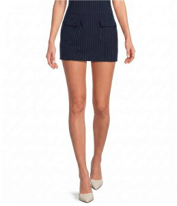 �W�����r�j ���f�B�[�X �{�g���X�J�[�g �v�����g �~�j Gianni Bini Masie Pinstripe Printed Front Flapocket Coordinating Mini Skirt Navy Pinstripe �l�C�r�[