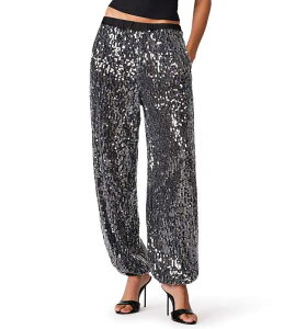 �X�e�B�[�u �}�f�� ���f�B�[�X �{�g���X �J�W���A���p���c �X�p���R�[�� Steve Madden Tiffanee Sequin Elastic Waist Balloon Leg Pull-On Coordinating Pants Black Sequin �u���b�N