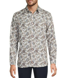 �n�[�g �V���t�i�[ �}���N�X �����Y �g�b�v�X �V���c �R�[�g Hart Schaffner Marx Theritage Standard Collection Albini Long Sleeve Paisley Spread Collar Coat Front Sport Shirt Light Grey �O���[