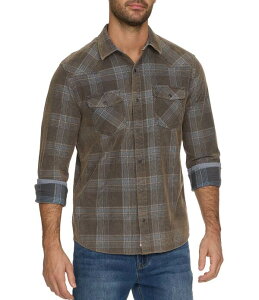 �t���b�O �A���h �A���Z�� �����Y �g�b�v�X �V���c ���B���e�[�W �R�[�f�����C Flag and Anthem Ranburne Plaid Vintage-Washed Corduroy Shirt Charcoal/Blue �`���R�[��