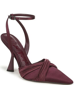 �T���G�f���}�� ���f�B�[�X �V���[�Y �q�[�� �A���N�� Sam Edelman Patrice Pointed Toe Ankle Strap Stiletto Pumps Pinot Noir