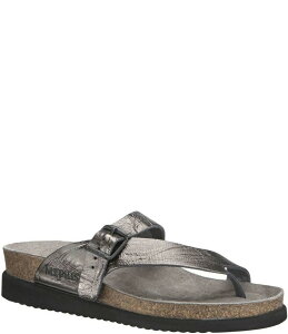 yz tBXg fB[X T_ V[Y Helen Metallic Water-Repellent Leather Slip-On Thong Sandals Grey
