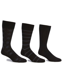 ���E���h�g�D���[�A���h���[�N �����Y �A���_�[�E�F�A �C�� Gold Label Roundtree & Yorke Assorted Argyle-Solid-Stripe Crew Socks 3-Pack Black �u���b�N