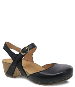 �_���X�R ���f�B�[�X �V���[�Y �T���_�� �A���N�� ���U�[ Dansko Tiffani Burnished Leather Ankle Strap Clogs Black Milled Burnished �u���b�N