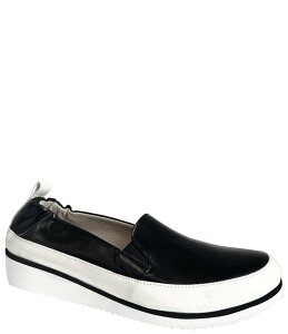 zCg fB[X V[Y Xj[J[ vbgtH[ U[ Ron White Nell Leather Wedge Platform Slip Ons Onyx