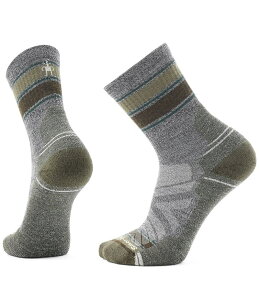 �X�}�[�g�E�[�� �����Y �A���_�[�E�F�A �C�� SmartWool Hike Striped Light Cushion Mid Crew Socks Ash Charcoal �`���R�[��