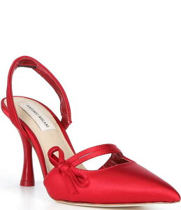 �A���g�j�I �����[�j ���f�B�[�X �V���[�Y �q�[�� �T�e�� Antonio Melani Pomona Satin Bow Slingback Pumps Red Jasper ���b�h