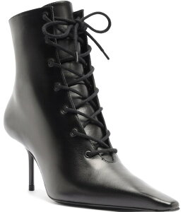 �V���b�c ���f�B�[�X �V���[�Y �u�[�c�E���C���u�[�c ���[�X ���U�[ Schutz Roxanne Lace Leather Pointed Toe Stiletto Dress Boots Black �u���b�N