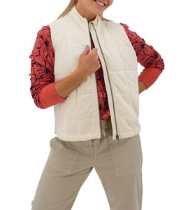 �A�x���`���� ���f�B�[�X �g�b�v�X �x�X�g �L���e�B���O �R�b�g�� Aventura Cotton Drift Quilted Stand Collar Zip Front Vest Egret