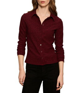 �T���N�`���A���[ ���f�B�[�X �g�b�v�X T�V���c �j�b�g Sanctuary Dreamer Spread Collar Long Sleeve Textu red Knit Button Front Shirt Bordeaux