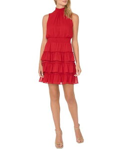�Z�Z ���f�B�[�X �g�b�v�X �����s�[�X A ���C�� �~�j �m�[�X���[�u �V���[�����O CeCe Sleeveless A-Line Smocked Mini Dress Deep Crimson �N�����]��