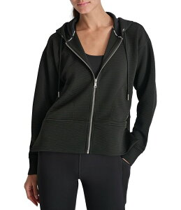 �_�i�L������ ���f�B�[�X �A�E�^�[ �R�[�g �p�[�J�[ DKNY by Donna Karan Long Sleeve Zip Front Side Zip Detail Hoodie Black �u���b�N