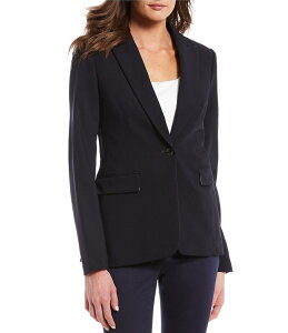 �J���o���N���C�� ���f�B�[�X �A�E�^�[ �R�[�g �W���P�b�g Calvin Klein Notch Lapel Long Sleeve One Button Jacket Navy �l�C�r�[