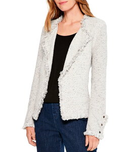 �j�b�N�A���h�]�[ ���f�B�[�X �A�E�^�[ �R�[�g �t�����W �W���P�b�g NIC + ZOE Fringe Trim Lapel Long Sleeve Snap Cuff Open Front Jacket Sugar Cookie