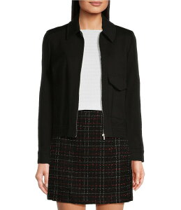 JoNC fB[X AE^[ R[g WPbg Calvin Klein Ponte Point Collar Bomber Jacket Black ubN