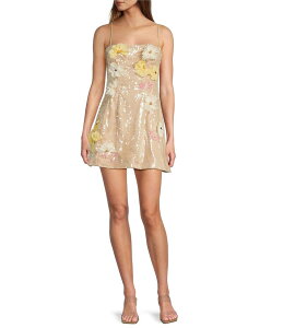 AgjI [j fB[X gbvX s[X Sand Antonio Melani Etta Floral Sequin Square Neck Sleeveless Mini Dress