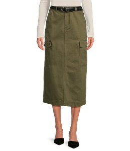yz Wrj fB[X XJ[g {gX Paige High Rise Belted Flap Pocket Midi Cargo Skirt Olive