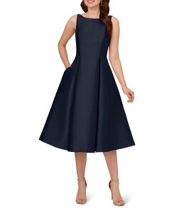 �A�h���A�i �p�y�� ���f�B�[�X �g�b�v�X �����s�[�X A ���C�� �m�[�X���[�u Adrianna Papell Boat Neck Sleeveless A-Line Taffeta Dress Midnight
