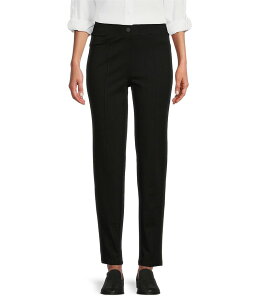 �C���g�� ���f�B�[�X �{�g���X �J�W���A���p���c �X�g���[�g �p���c �j�b�g Intro Bella Solid Double Knit Slim Her Straight Leg Pants Ebony Black �u���b�N