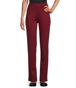 �C���g�� ���f�B�[�X �{�g���X �J�W���A���p���c �X�g���[�g �p���c �j�b�g Intro Stella Double Knit Slim Straight Leg Pull-On Pants Cabernet
