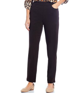 yz Cg fB[X JWApc {gX Stella Double Knit Slim Straight Leg Pull-On Pants Dark Chocolate