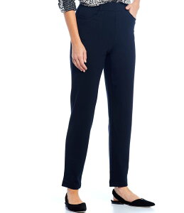 �C���g�� ���f�B�[�X �{�g���X �J�W���A���p���c �X�g���[�g �p���c �j�b�g Intro Stella Double Knit Slim Straight Leg Pull-On Pants Ebony Black �u���b�N