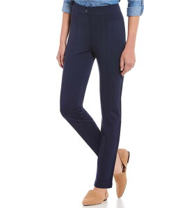 yz Cg fB[X JWApc {gX Petite Size Bella Solid Double Knit Slim Her Straight Leg Pants Navy