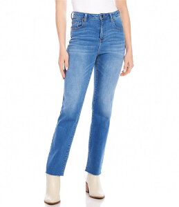 �J�����P�[�� ���f�B�[�X �{�g���X �f�j���p���c �X�g���[�g �v�` �W�[���Y Karen Kane Petite Size Stretch High Rise Raw Hem Straight Leg Jeans Denim �f�j��