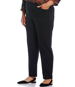 yz Cg fB[X JWApc {gX Plus Size Stella Double Knit Slim Straight Leg Pull-On Pants Ebony Black
