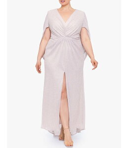 �x�b�c�B�A���h�A�_�� ���f�B�[�X �g�b�v�X �����s�[�X V�l�b�N �P�[�v�f�U�C�� �h���[�v �v���X�T�C�Y �L���b�v �P�[�v Betsy & Adam Plus Size 3/4 Cape Sleeve Deep V-Neck Drape Back Long Dress Taupe Gold �g�[