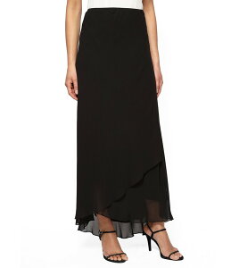 �A���b�N�X�C�u�j���O�X ���f�B�[�X �{�g���X �X�J�[�g �V�t�H�� �}�L�V Alex Evenings Chiffon Tulip Hem Maxi Skirt Black �u���b�N
